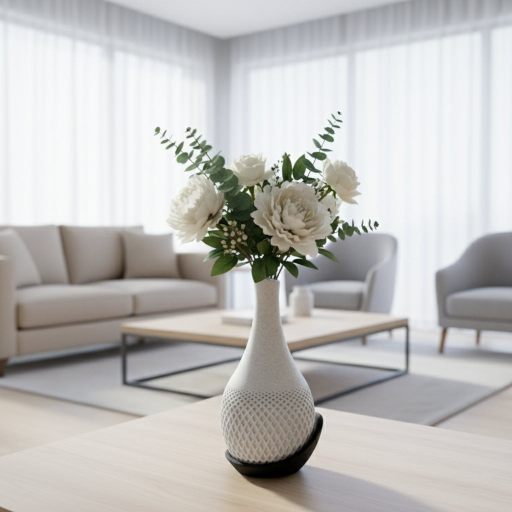 Aether Polygon Vase – Modern Dual-Tone 3D Printed Decor With Wrap Around Plate