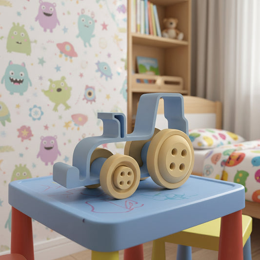 Button Tractor – Large 3D Printed Modern Toy Tractor | Kids Room & Minimalist Home Décor