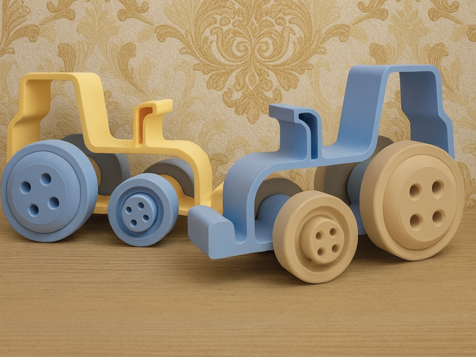 Button Tractor – Large 3D Printed Modern Toy Tractor | Kids Room & Minimalist Home Décor