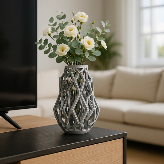 Cyber Weave Vase – Futuristic 3D Printed Geometric Decor