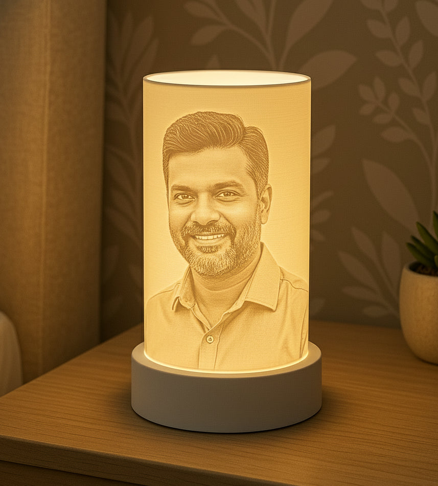 Custom Photo Lithophane Lamp Cylindrical – Personalized 3D Printed Night Light (Upload Your Picture)