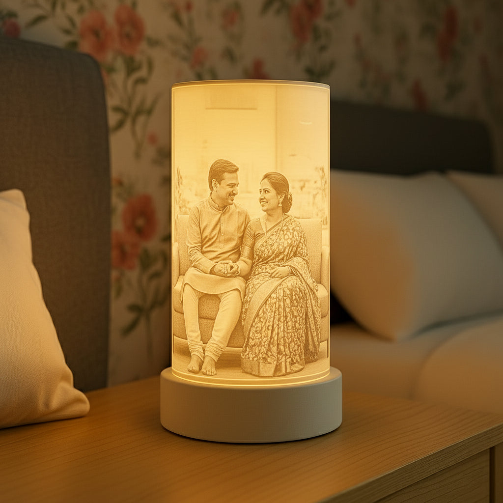 Custom Photo Lithophane Lamp Cylindrical – Personalized 3D Printed Night Light (Upload Your Picture)