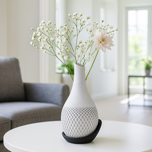 Aether Polygon Vase – Modern Dual-Tone 3D Printed Decor With Wrap Around Plate