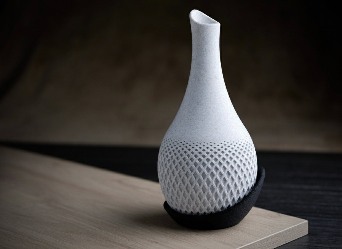 Aether Polygon Vase – Modern Dual-Tone 3D Printed Decor With Wrap Around Plate