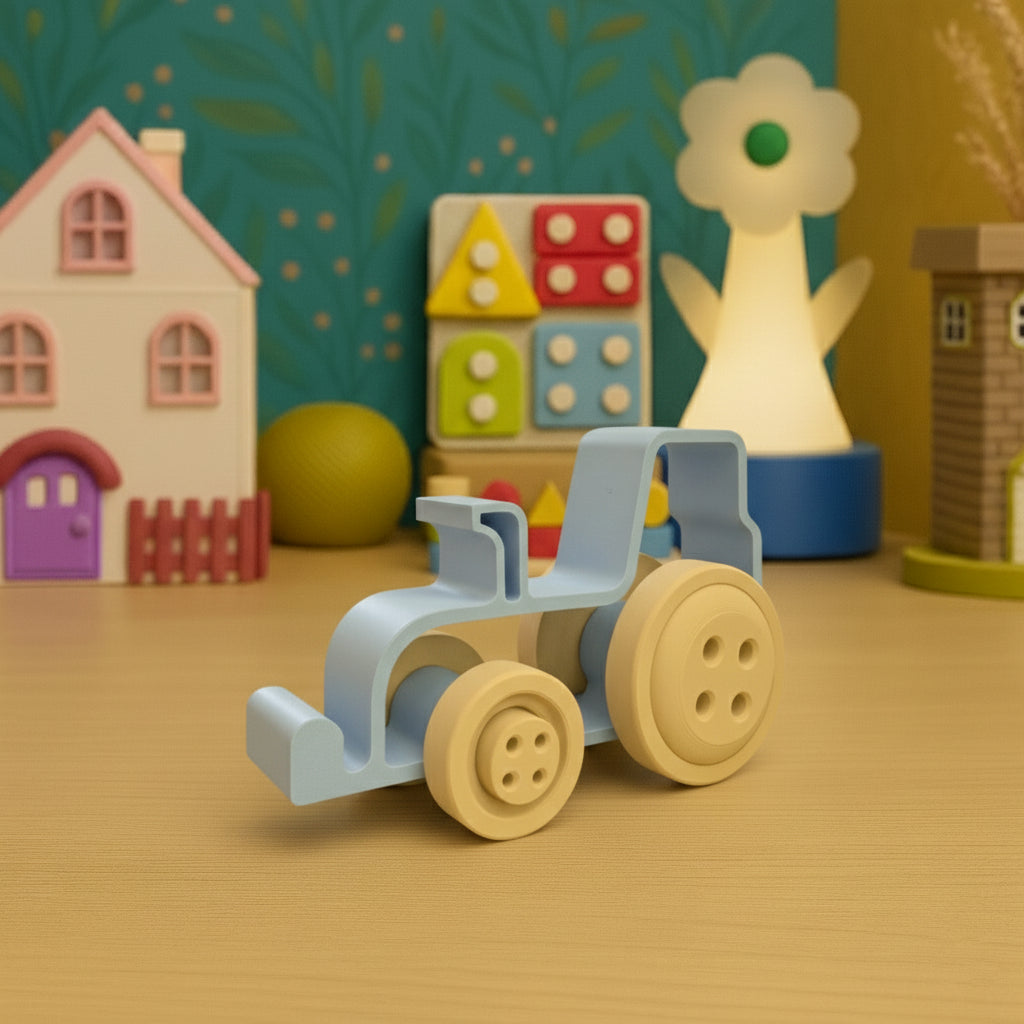 Button Tractor – Large 3D Printed Modern Toy Tractor | Kids Room & Minimalist Home Décor