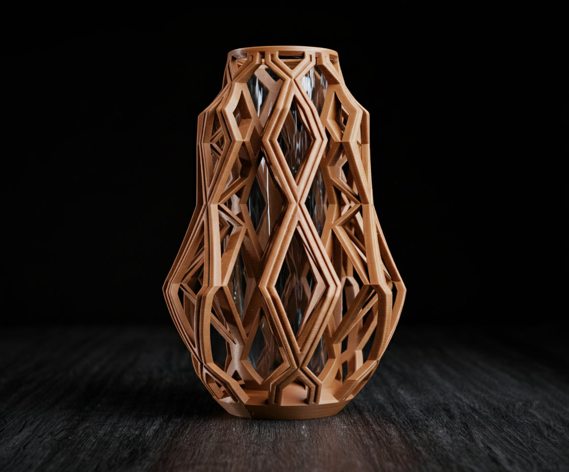 Cyber Weave Vase – Futuristic 3D Printed Geometric Decor