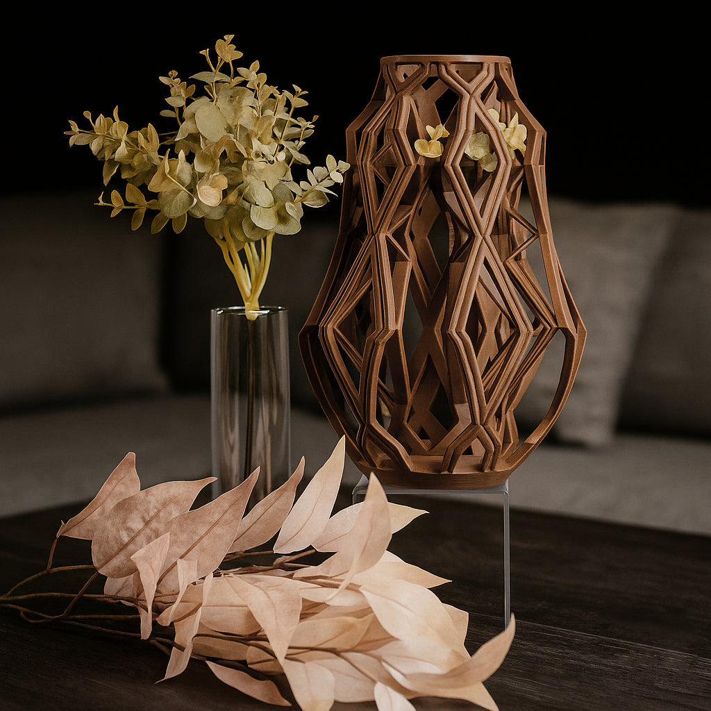 Cyber Weave Vase – Futuristic 3D Printed Geometric Decor