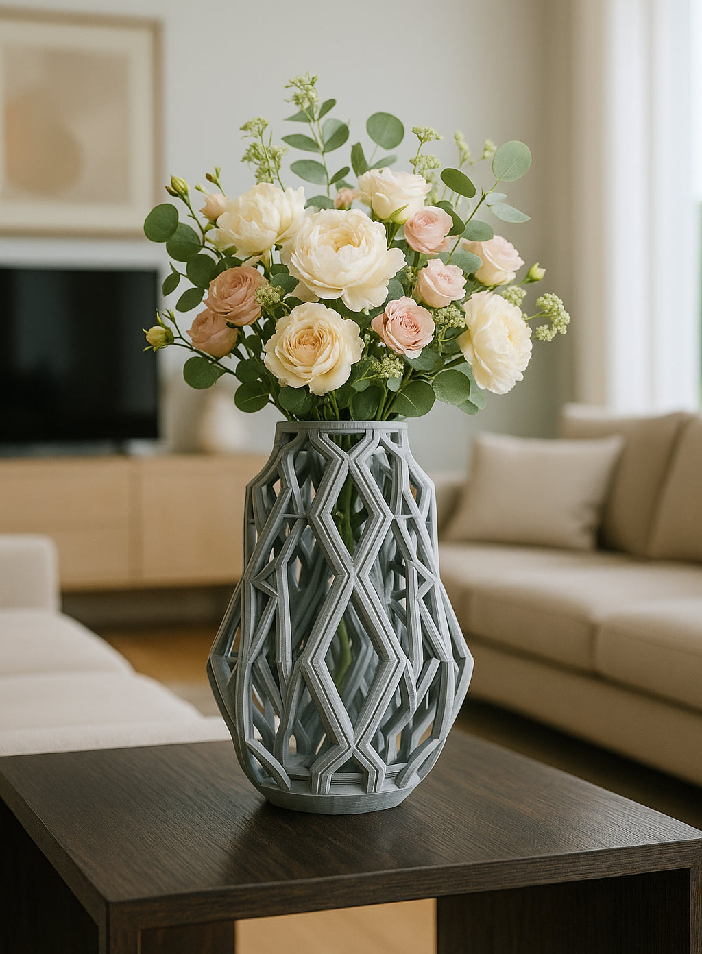 Cyber Weave Vase – Futuristic 3D Printed Geometric Decor