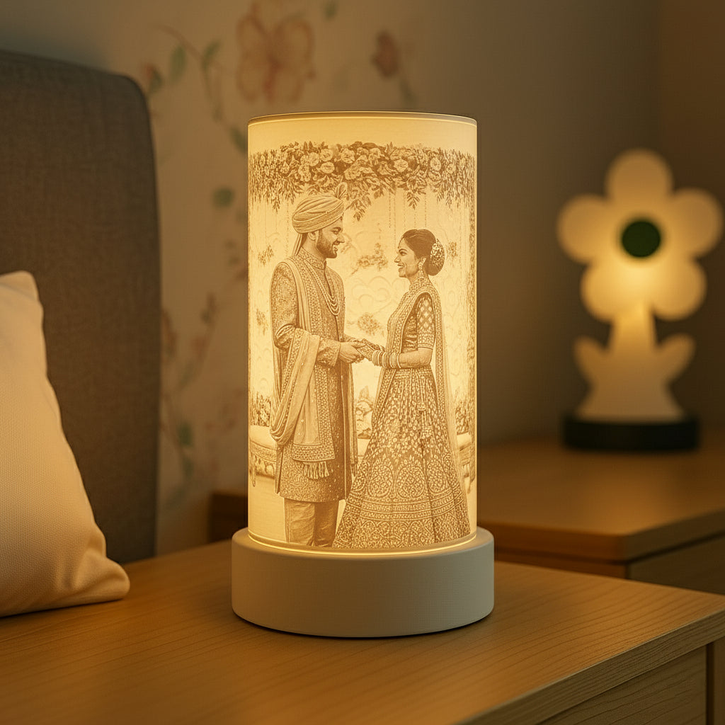 Custom Photo Lithophane Lamp Cylindrical – Personalized 3D Printed Night Light (Upload Your Picture)