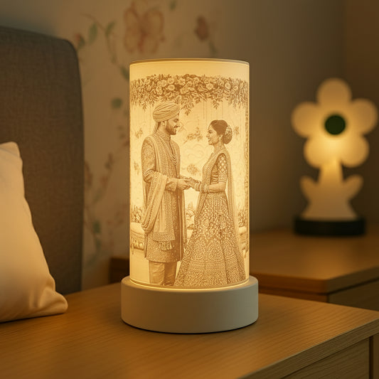 Custom Photo Lithophane Lamp Cylindrical – Personalized 3D Printed Night Light (Upload Your Picture)