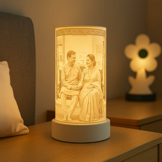 Custom Photo Lithophane Lamp Cylindrical – Personalized 3D Printed Night Light (Upload Your Picture)