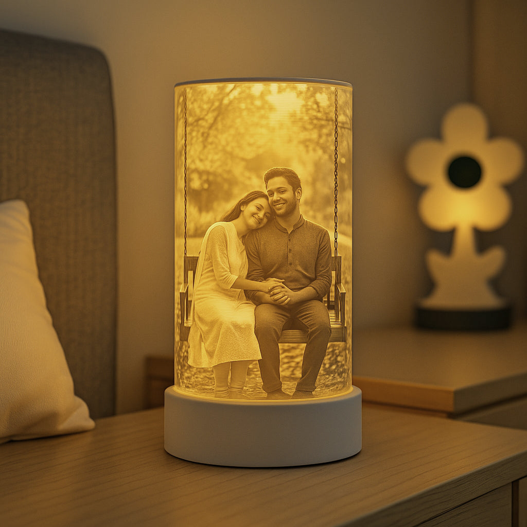 Custom Photo Lithophane Lamp Cylindrical – Personalized 3D Printed Night Light (Upload Your Picture)