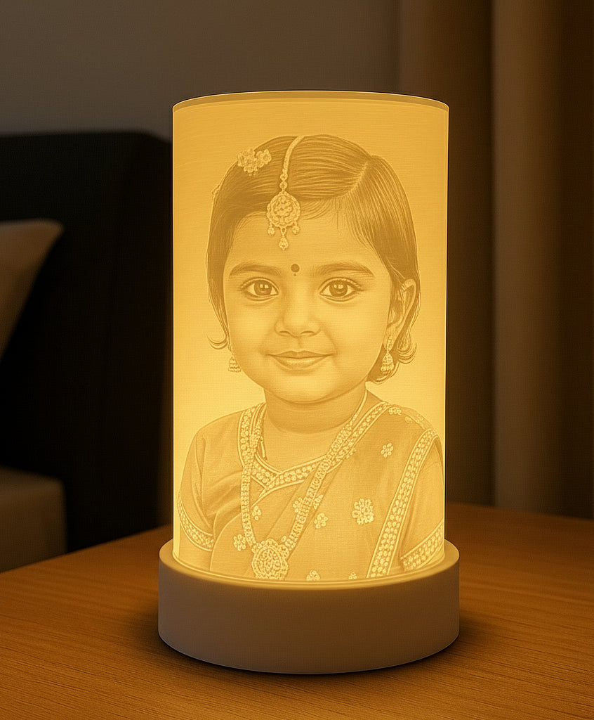Custom Photo Lithophane Lamp Cylindrical – Personalized 3D Printed Night Light (Upload Your Picture)