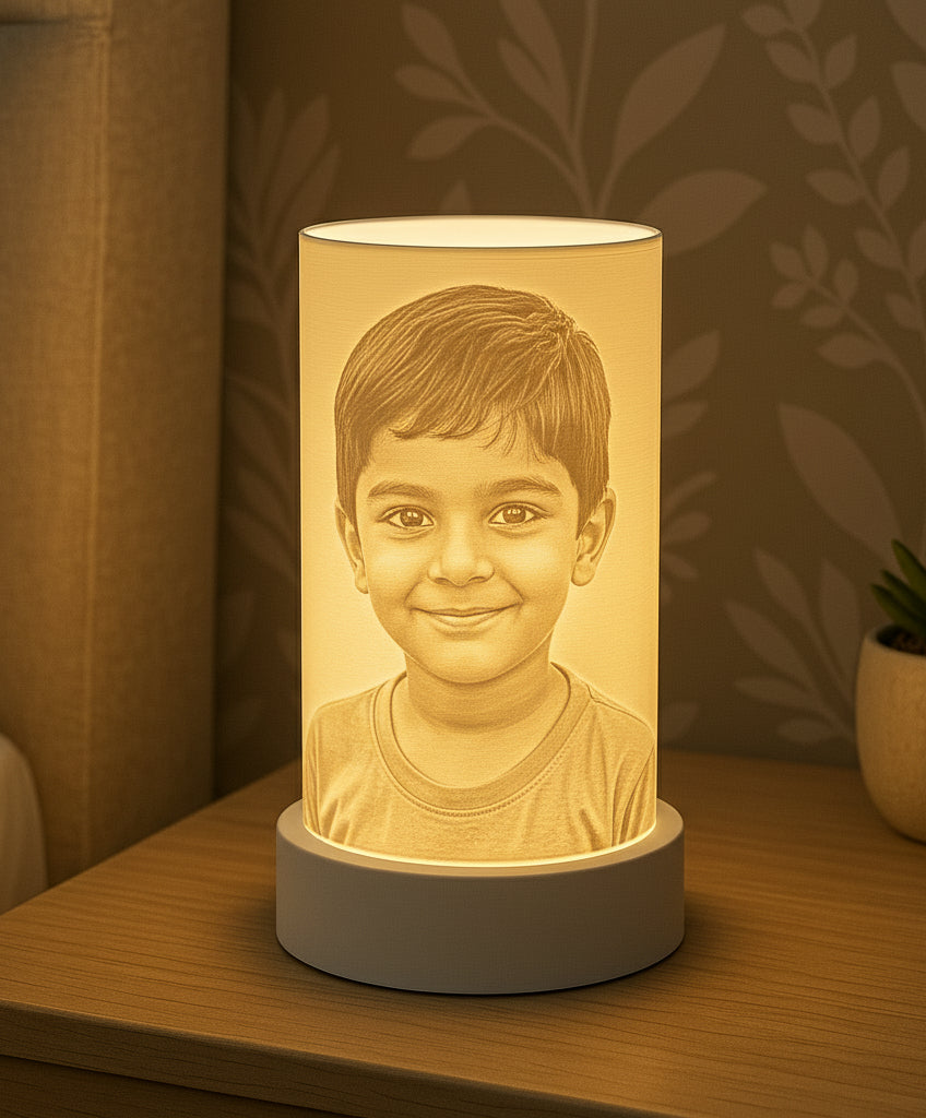 Custom Photo Lithophane Lamp Cylindrical – Personalized 3D Printed Night Light (Upload Your Picture)