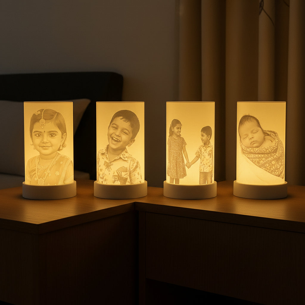Custom Photo Lithophane Lamp Cylindrical – Personalized 3D Printed Night Light (Upload Your Picture)