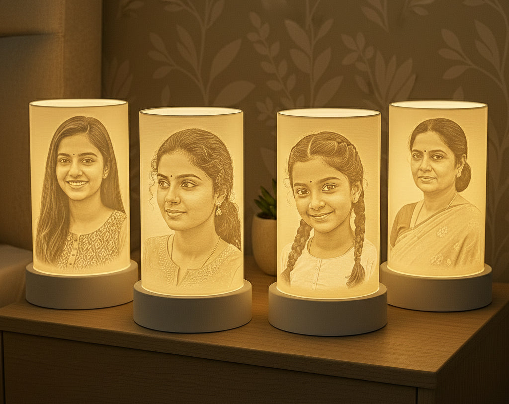 Custom Photo Lithophane Lamp Cylindrical – Personalized 3D Printed Night Light (Upload Your Picture)
