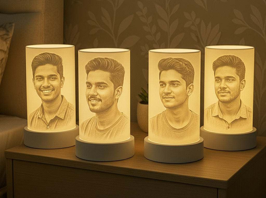 Custom Photo Lithophane Lamp Cylindrical – Personalized 3D Printed Night Light (Upload Your Picture)