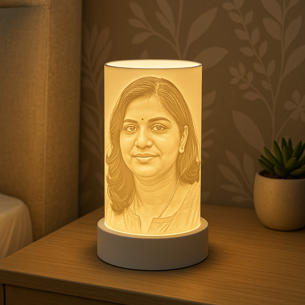 Custom Photo Lithophane Lamp Cylindrical – Personalized 3D Printed Night Light (Upload Your Picture)