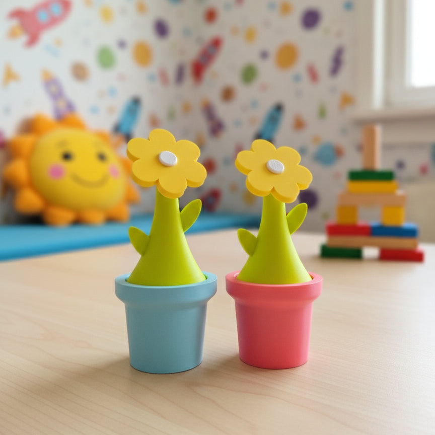 Toy Flowers Set of 2 – 3D Printed Decorative Flower Pot